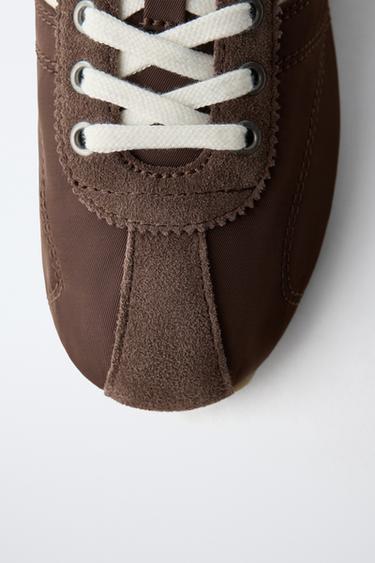 BASKETS AVEC MATIÈRES VARIÉES - Marron de Zara - Image 3