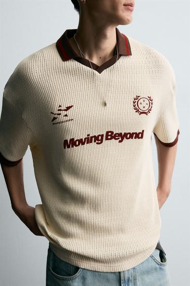 RETRO FOOTBALL TEXTURED POLO SHIRT - Oyster-white by Zara - Image 4