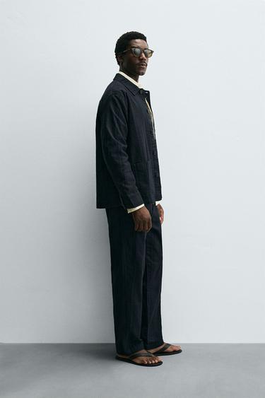 STRIPED JACQUARD TROUSERS - Navy blue by Zara - Image 3