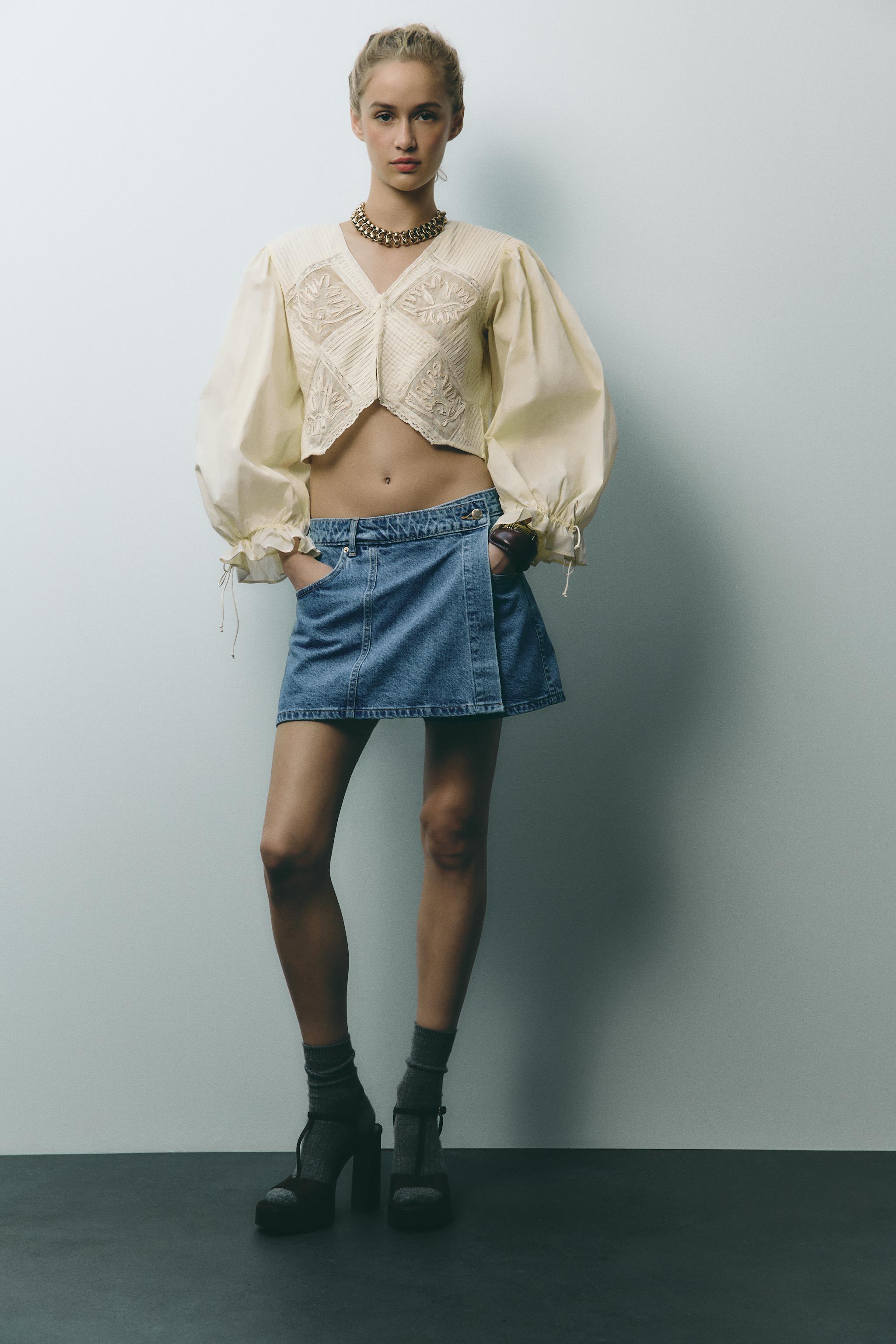 SHORT-SAIA DENIM CRUZADO - Azul-claro | ZARA Brasil