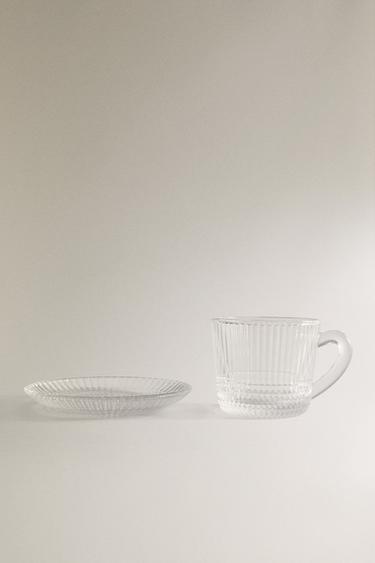 GLASS COFFEE CUP AND SAUCER WITH RAISED DESIGN - 990 de Zara - Image 4