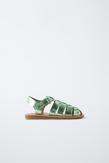 METALLIC CAGE SANDALS - Green by Zara