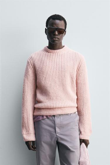 TEXTURED WOOL SWEATER - Pastel pink by Zara