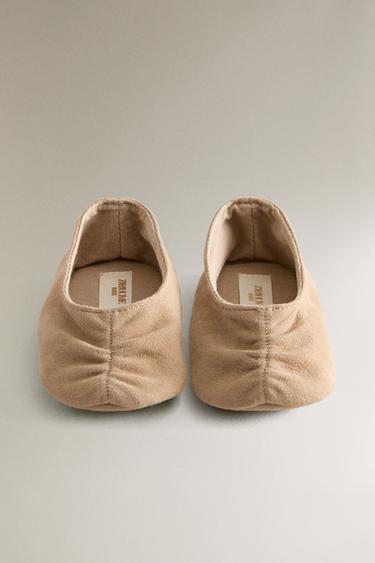 CHAUSSON BALLERINE CUIR FRONCES - Marron de Zara - Image 3