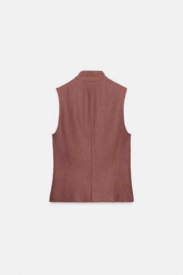 GILET EN LIN - MARSALA de Zara - Image 6
