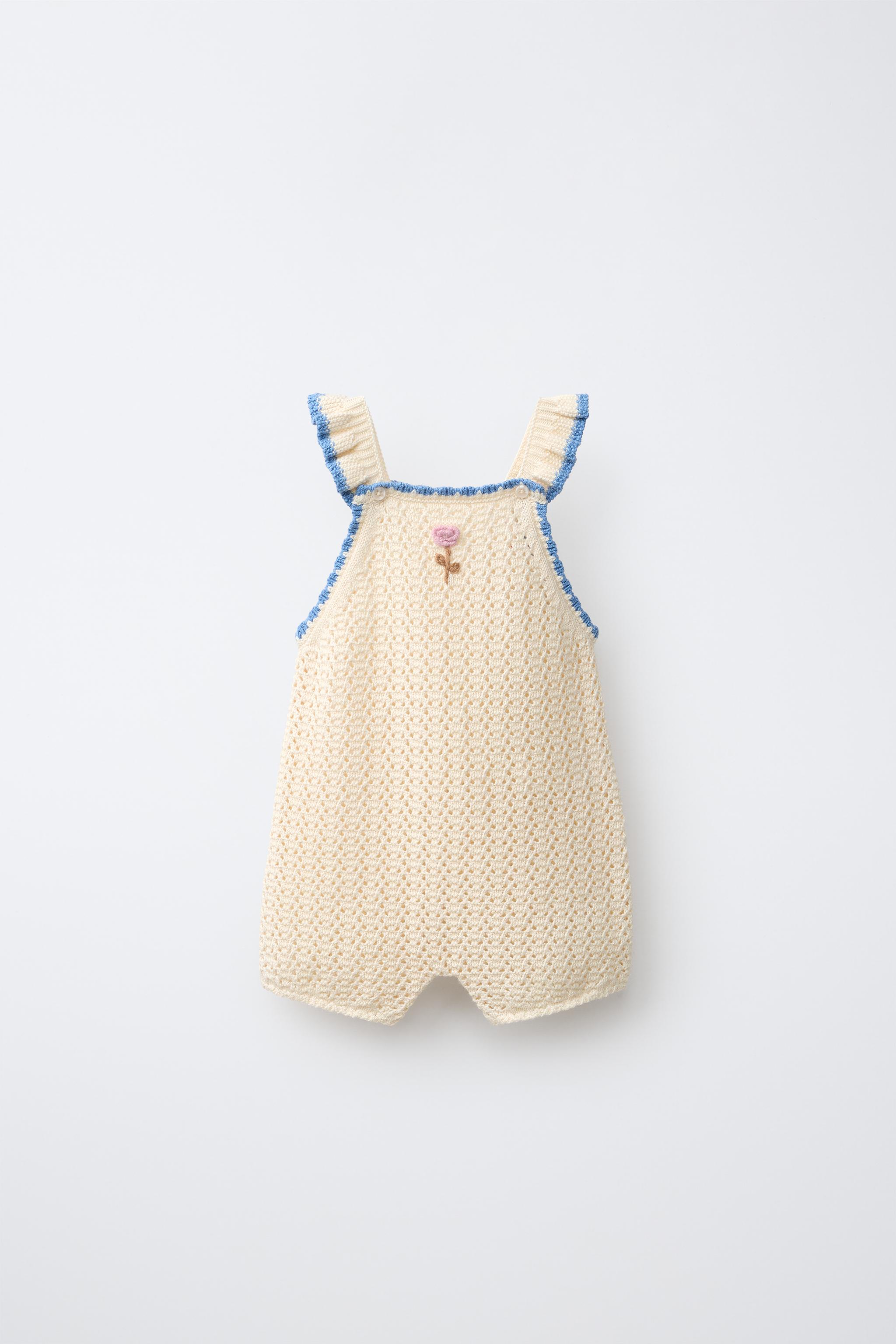 Детские комбинезоны Zara EMBROIDERED FLORAL KNIT ROMPER