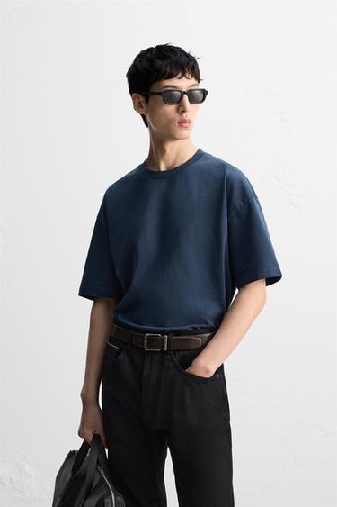 Zara 基本款重型T恤 - 藍色