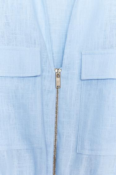 CHEMISE SAFARI AVEC LIN - Bleu clair de Zara - Image 7