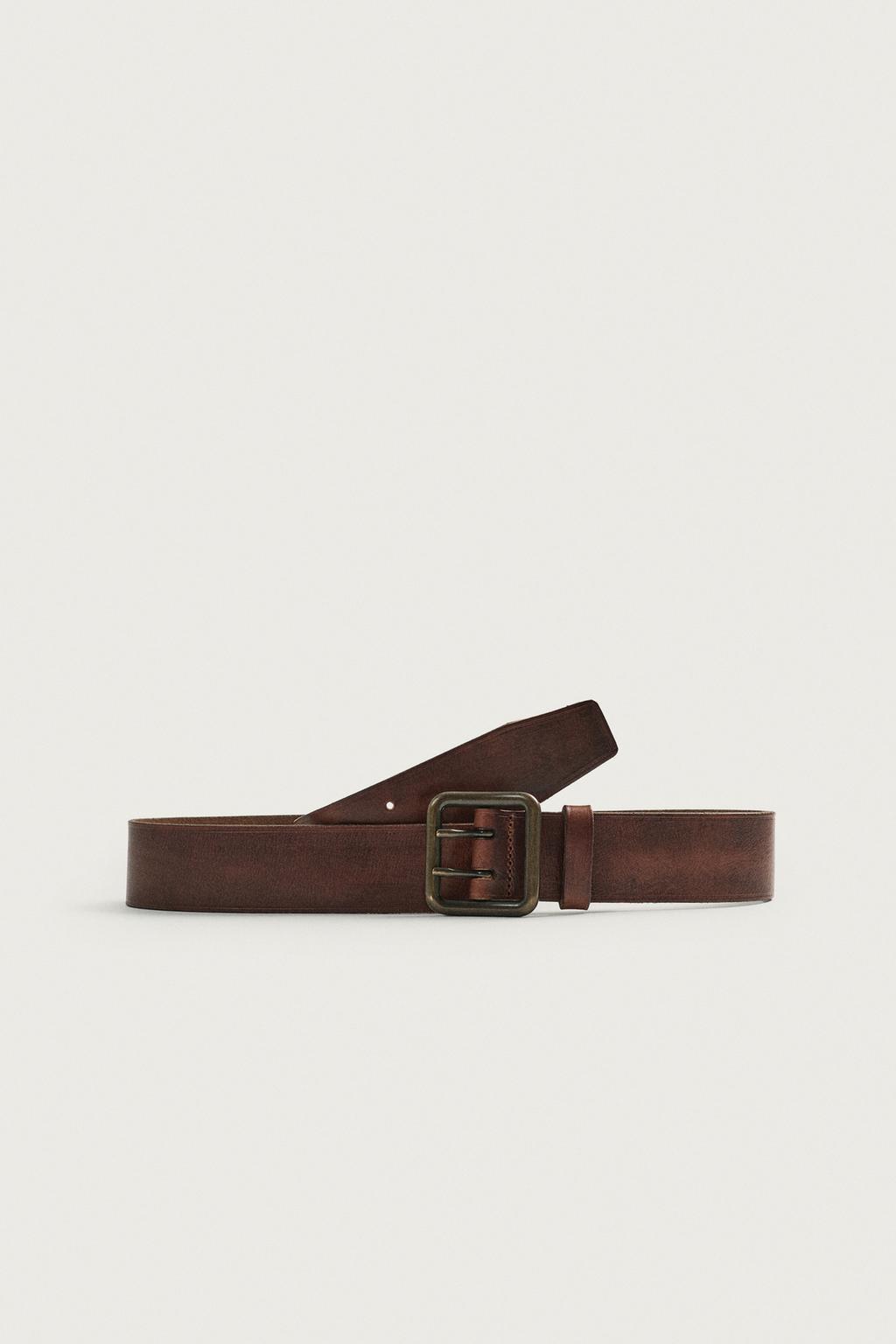 Vintage Effect Leather Belt — Men's
