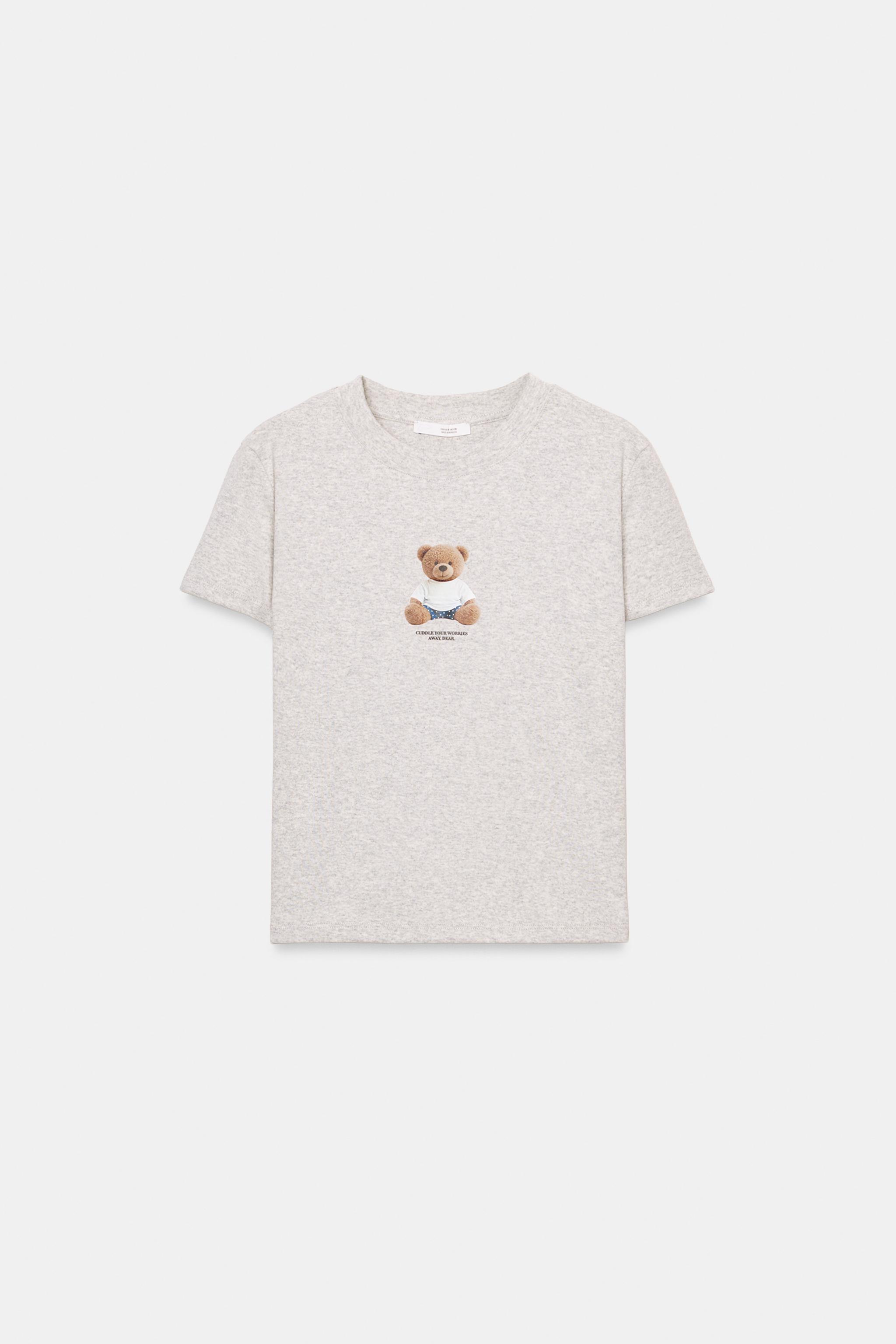 AYI BASKILI KISA KOLLU T-SHIRT - Görsel 5