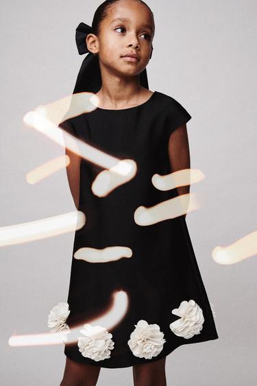 FUSTAN SATEN ME LULE - E zezë nga Zara