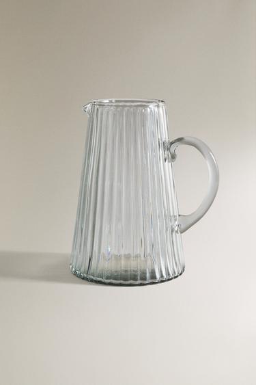RAISED DESIGN GLASS JUG - Transparent by Zara - Image 0