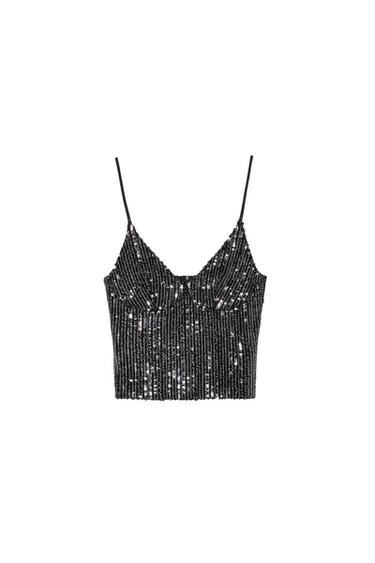 CROPPED TOP WITH SEQUINS