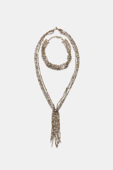 PAQUET DE 2 COLLARETS CHOKER GRANADURES JOIA - Gris de Zara