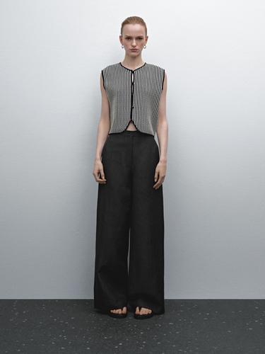 Zara Striped cropped knit vest - Navy blue - Image 0