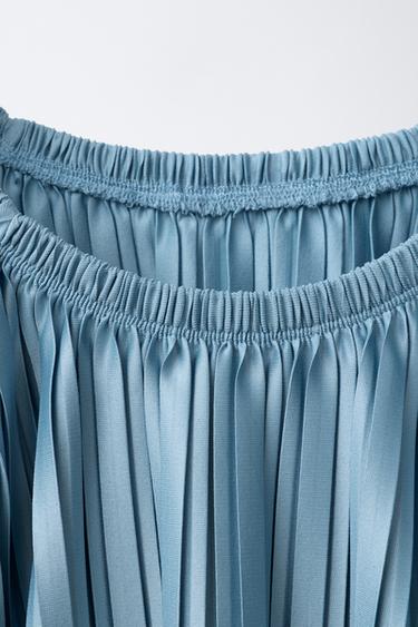 PLEATED T-SHIRT - Blue by Zara - Image 2