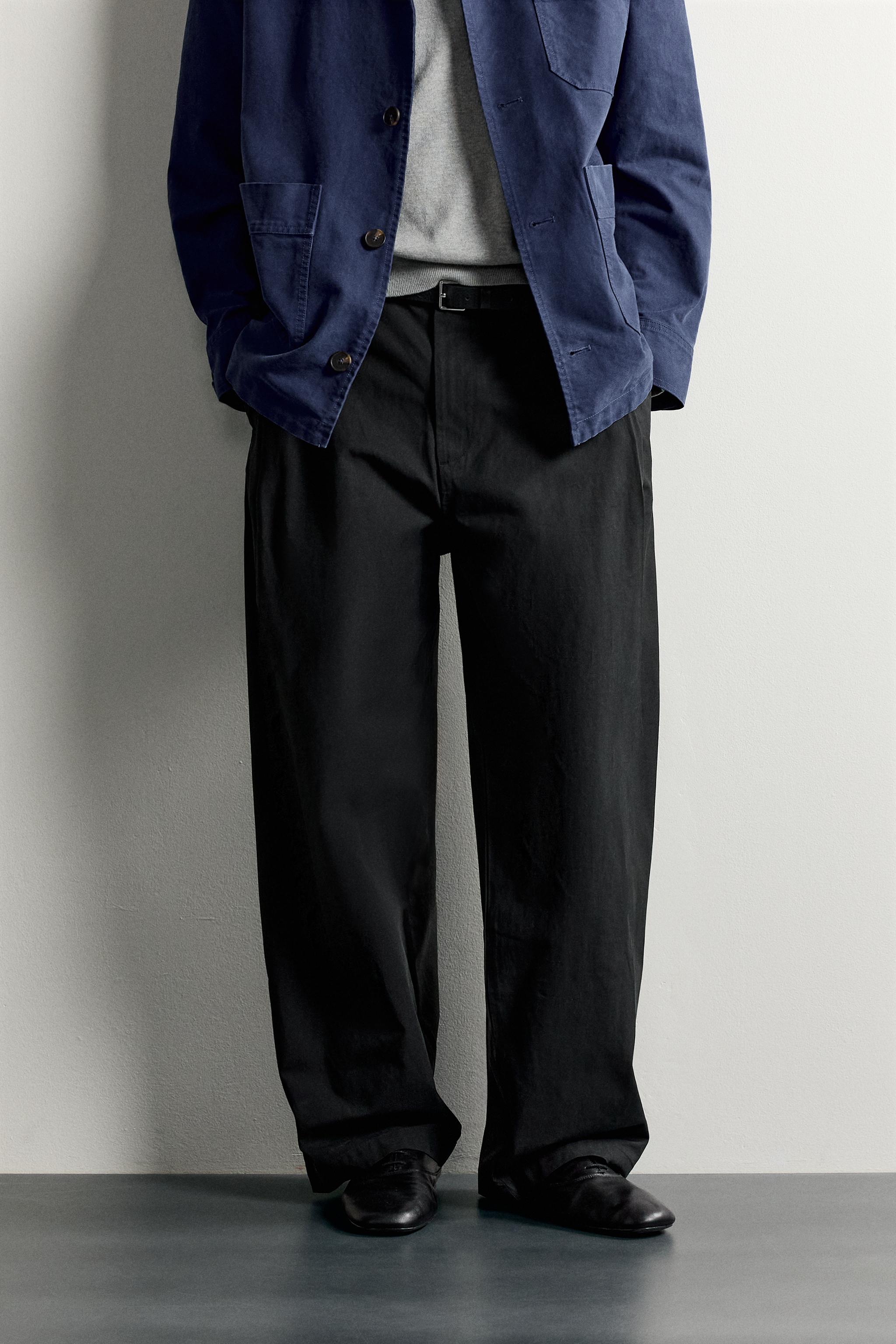 STRAIGHT-FIT PANTS WITH SIDE PLEATS