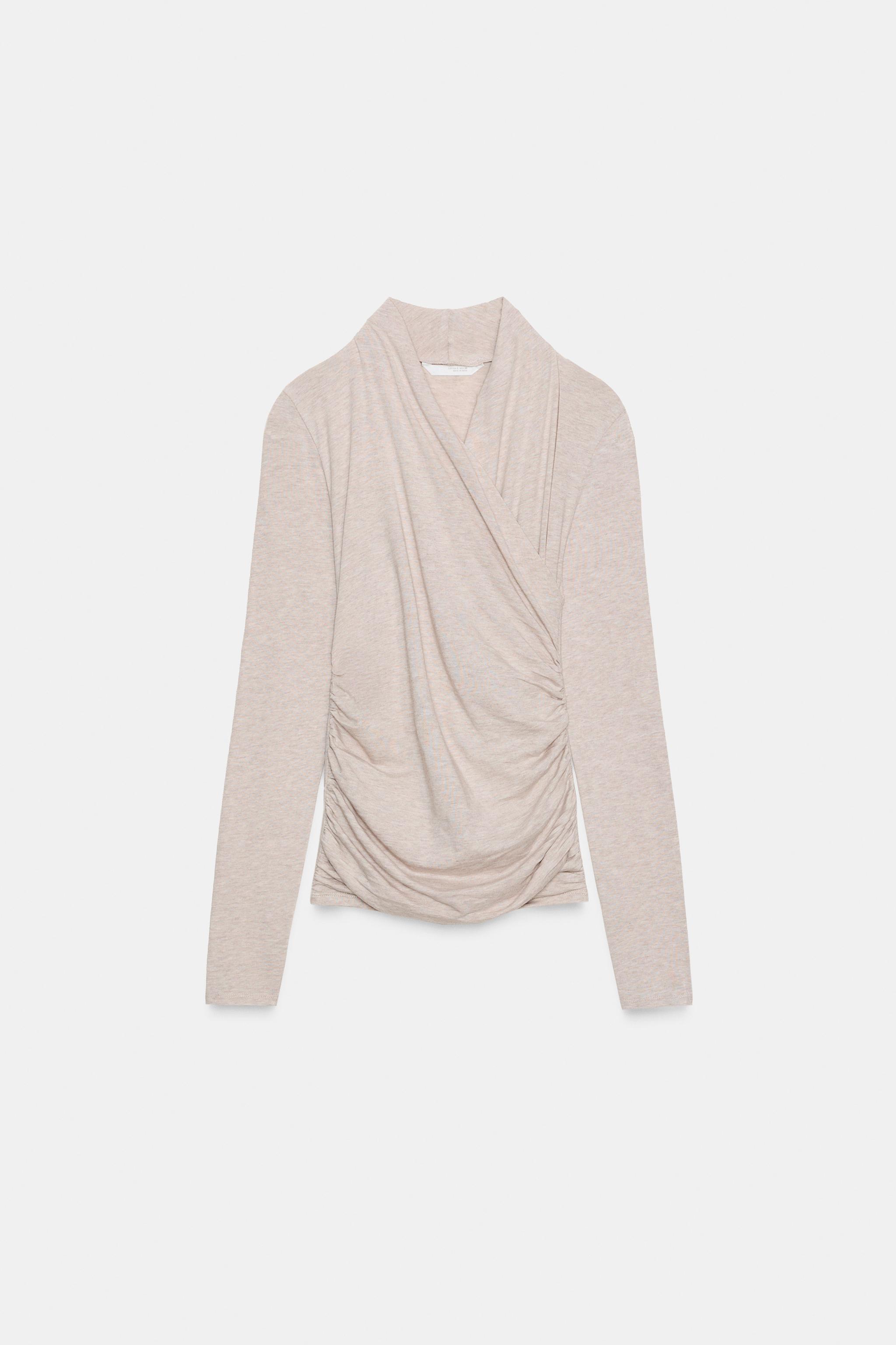 SIDE DRAPED T-SHIRT - Sand / Marl | ZARA United States