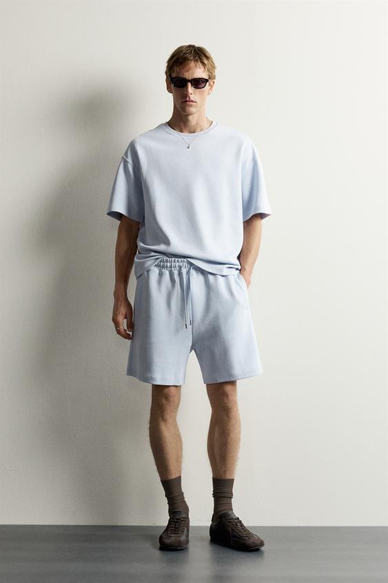 SUDADERA RELAXED FIT INTERLOCK - Celeste de Zara - Imagen 0