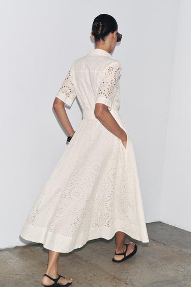 ROBE CHEMISE BRODÉE ZW COLLECTION - Écru de Zara - Image 5