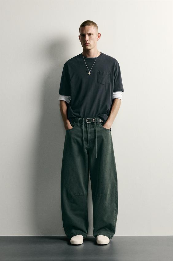BARREL FIT DRAWSTRING TROUSERS - Bottle green by Zara - Image 0