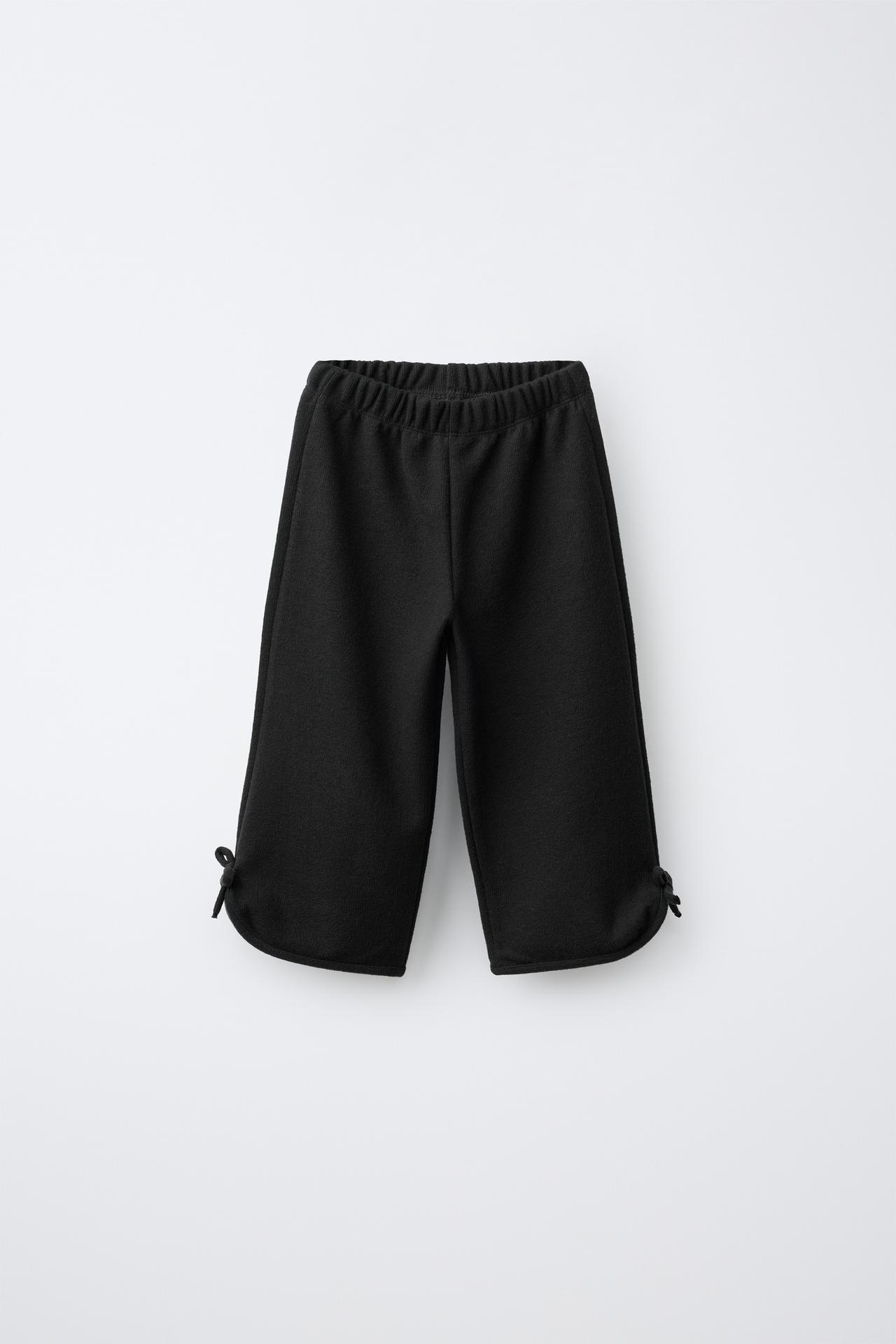 SOFT TOUCH CULOTTE PANTS WITH BOWS — Black