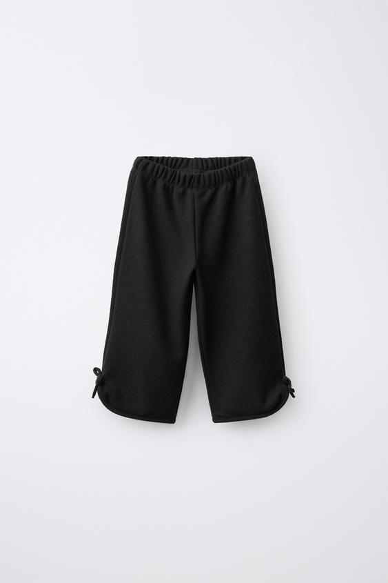Zara SOFT TOUCH CULOTTE PANTS WITH BOWS - Black - Image 0