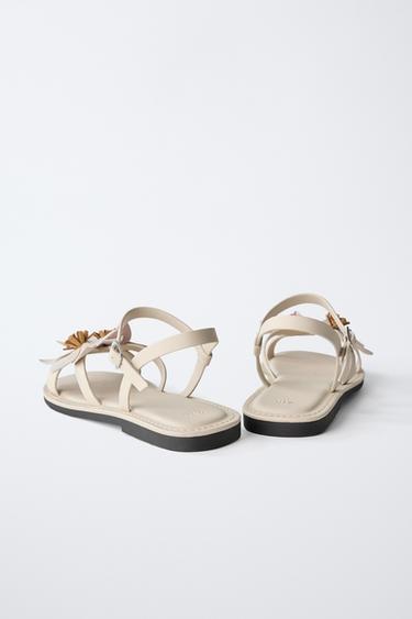 3D FLOWER SANDALS - Ecru White by Zara - Image 4