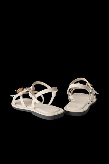 3D FLOWER SANDALS - Ecru White by Zara