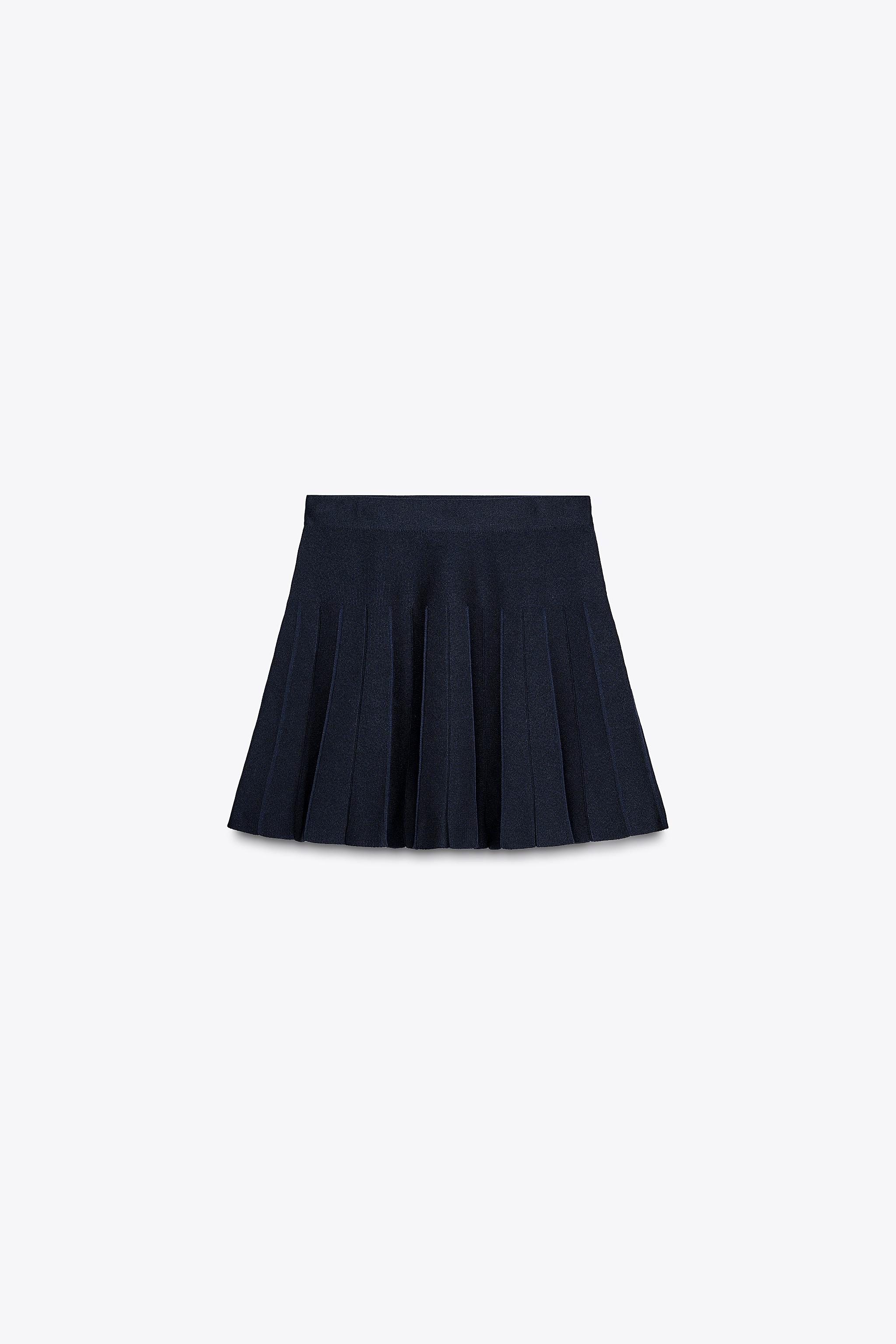 ★Porta★ CORN DENIM PLEATS SKIRT DARK BLUE 23SS006 Women's Pencil skirt in rhinestone denim | Blue | Diesel