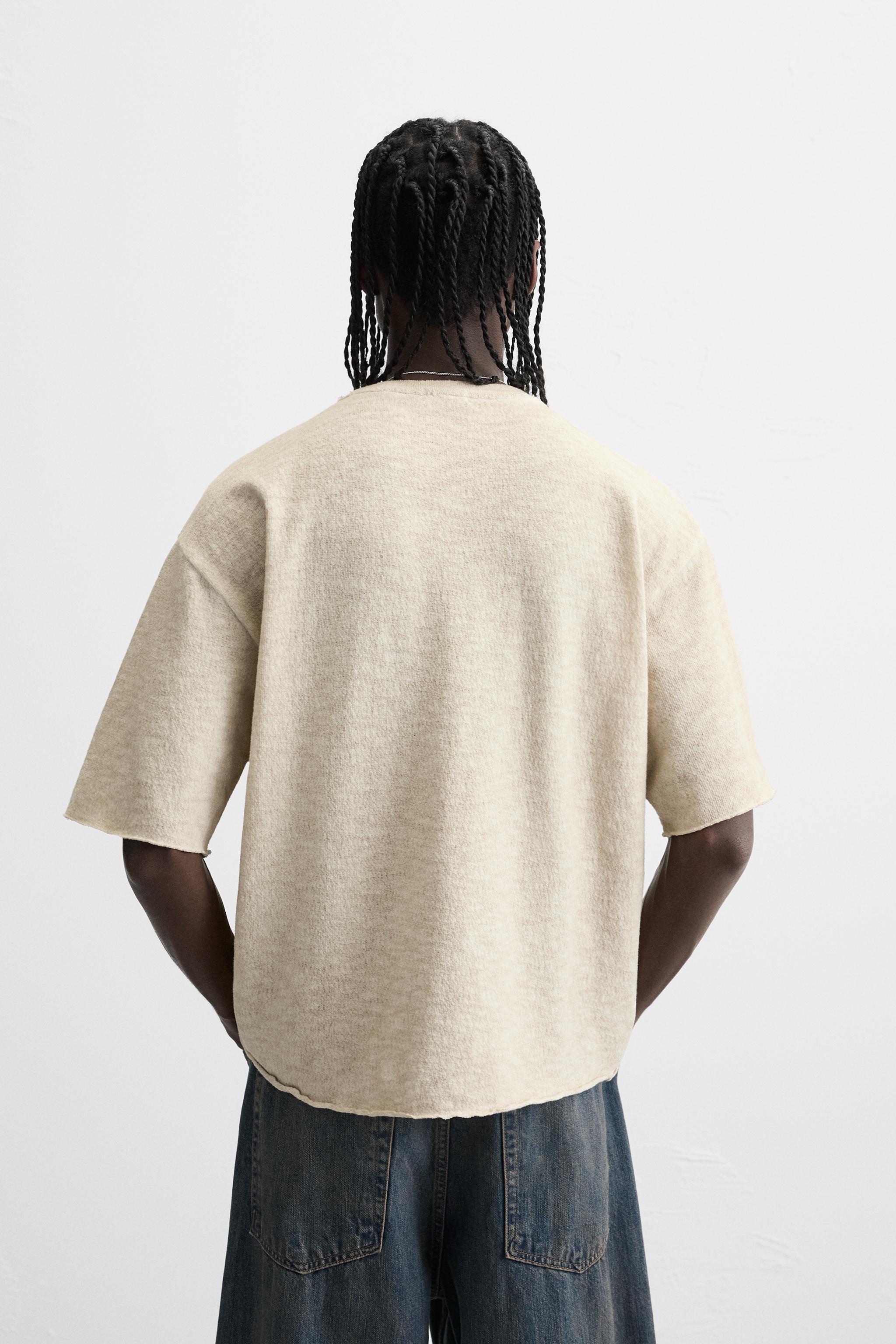 【ZARA】コントラストプリント ニットTシャツ 4805/410/800 コントラストプリント ニットTシャツ - ブラック | ZARA Japan