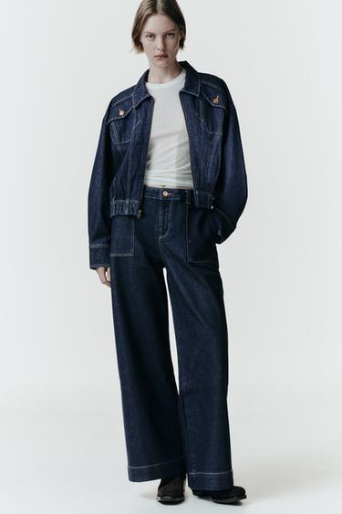 Zara Z1975 MID-RISE WIDE LEG JEANS - Blue