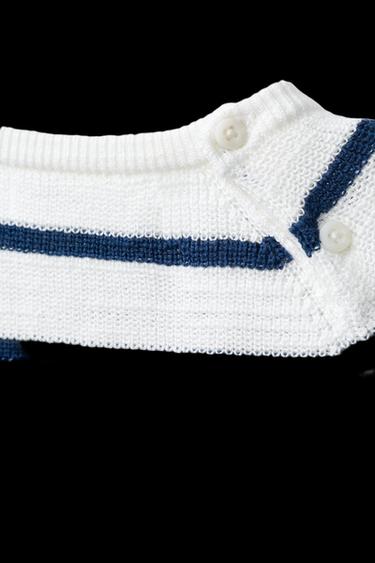 JERSEY PUNTO PERLADO RAYAS CANGREJO BORDADO - Crudo / Azul de Zara