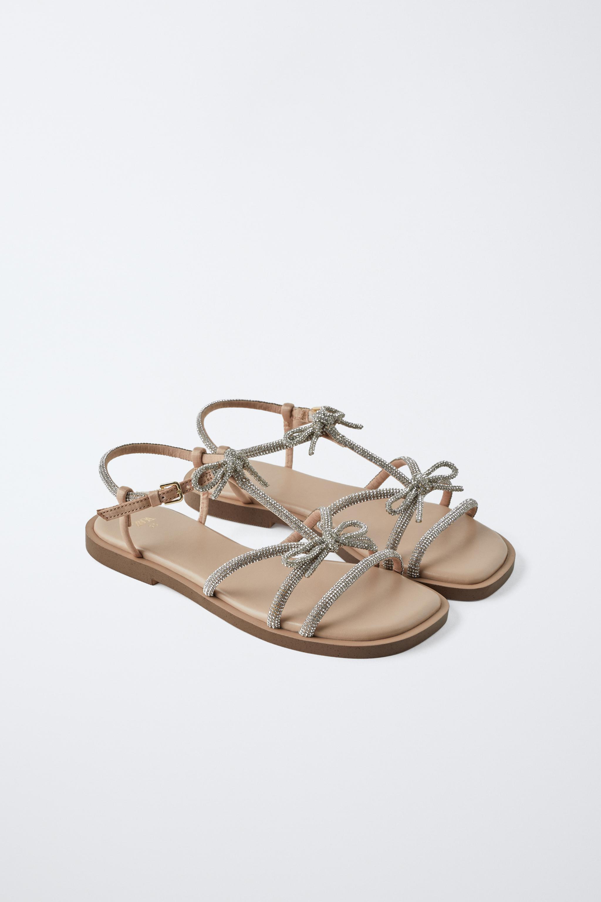 SPARKLY BOW SANDALS - Silver | ZARA United States SPARKLY BOW SANDALS - Silver | ZARA United States