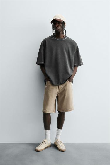 CAMISETA RELAXED FIT LAVADA - Antracita oscuro de Zara