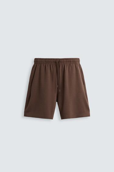 TECHNICAL INTERLOCK BERMUDA SHORTS - Brown by Zara