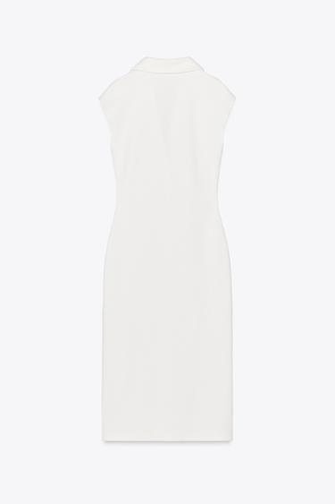 ROBE CHEMISE PIQUÉE - Blanc cassé de Zara - Image 7