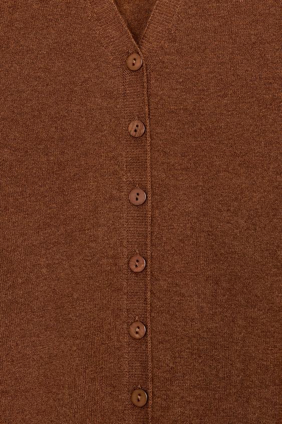 VESTE 100 % LAINE EXTRA DOUCE - Marron de Zara - Image 5