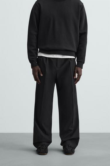 PANTALÓN WIDE FIT PLIEGUES - Negro de Zara