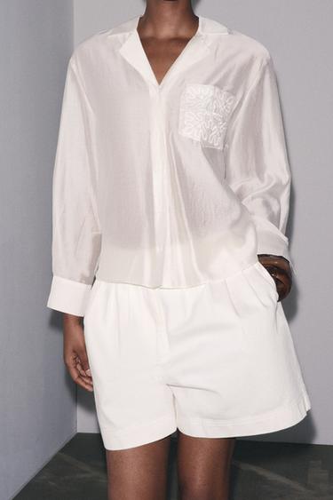 ZW COLLECTION BERMUDA SHORTS WITH DARTS - Ecru by Zara - Image 1