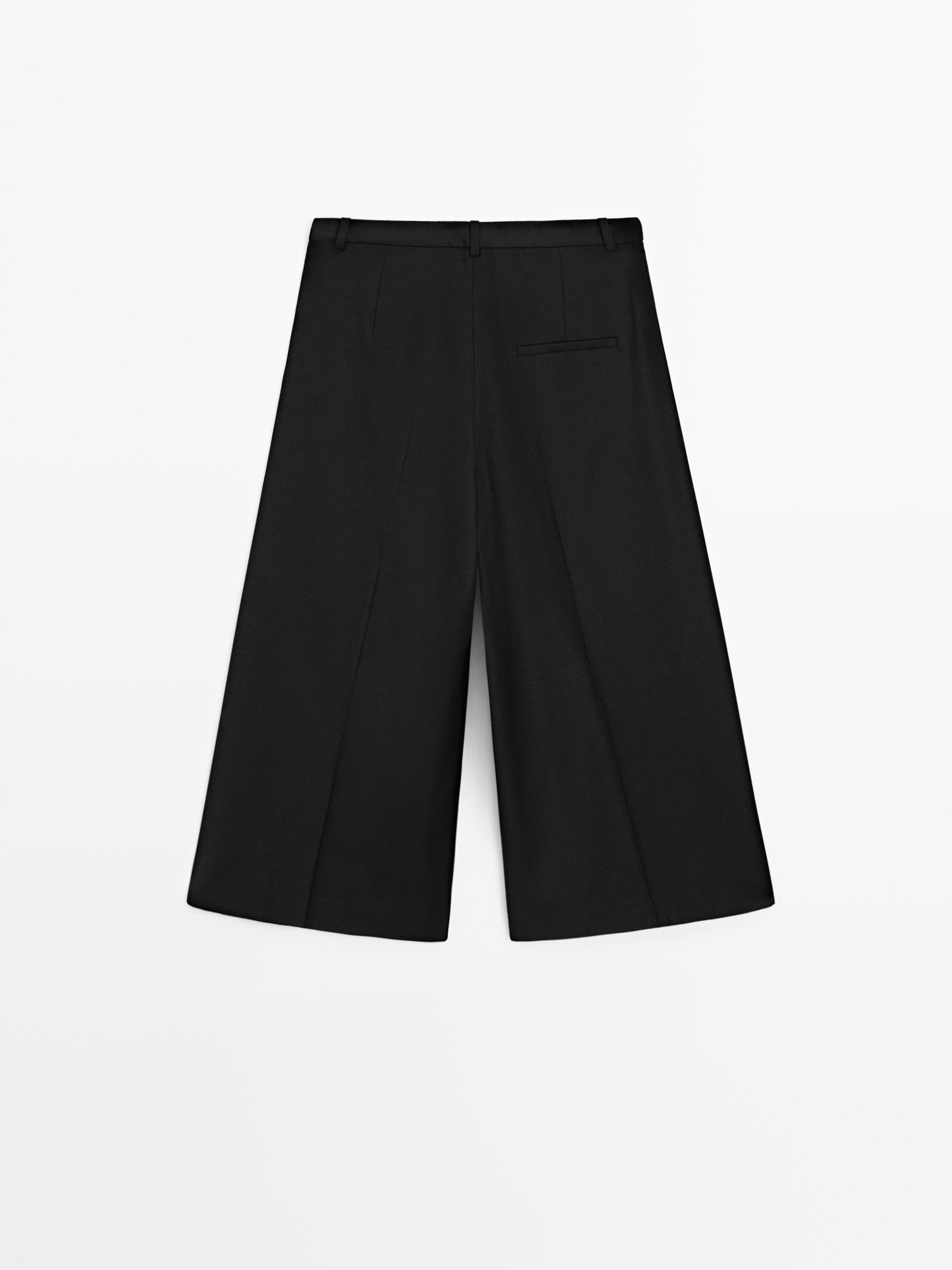 Long flannel Bermuda shorts with darts