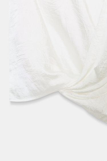 TOP SATINÉ CACHE-CŒUR - Blanc de Zara - Image 3