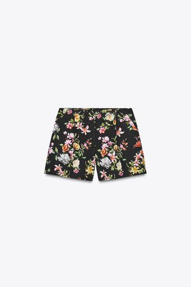 BERMUDA À IMPRIMÉ FLEURS - Noir / Vert de Zara - Image 5
