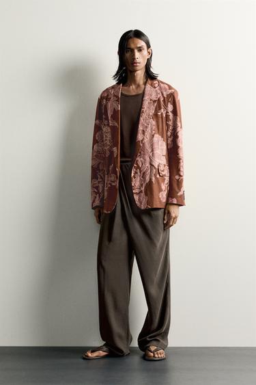 ÁO KHOÁC BLAZER HỌA TIẾT LINEN - COTTON DÁNG RELAXED FIT LIMITED EDITION - Họa tiết từ Zara