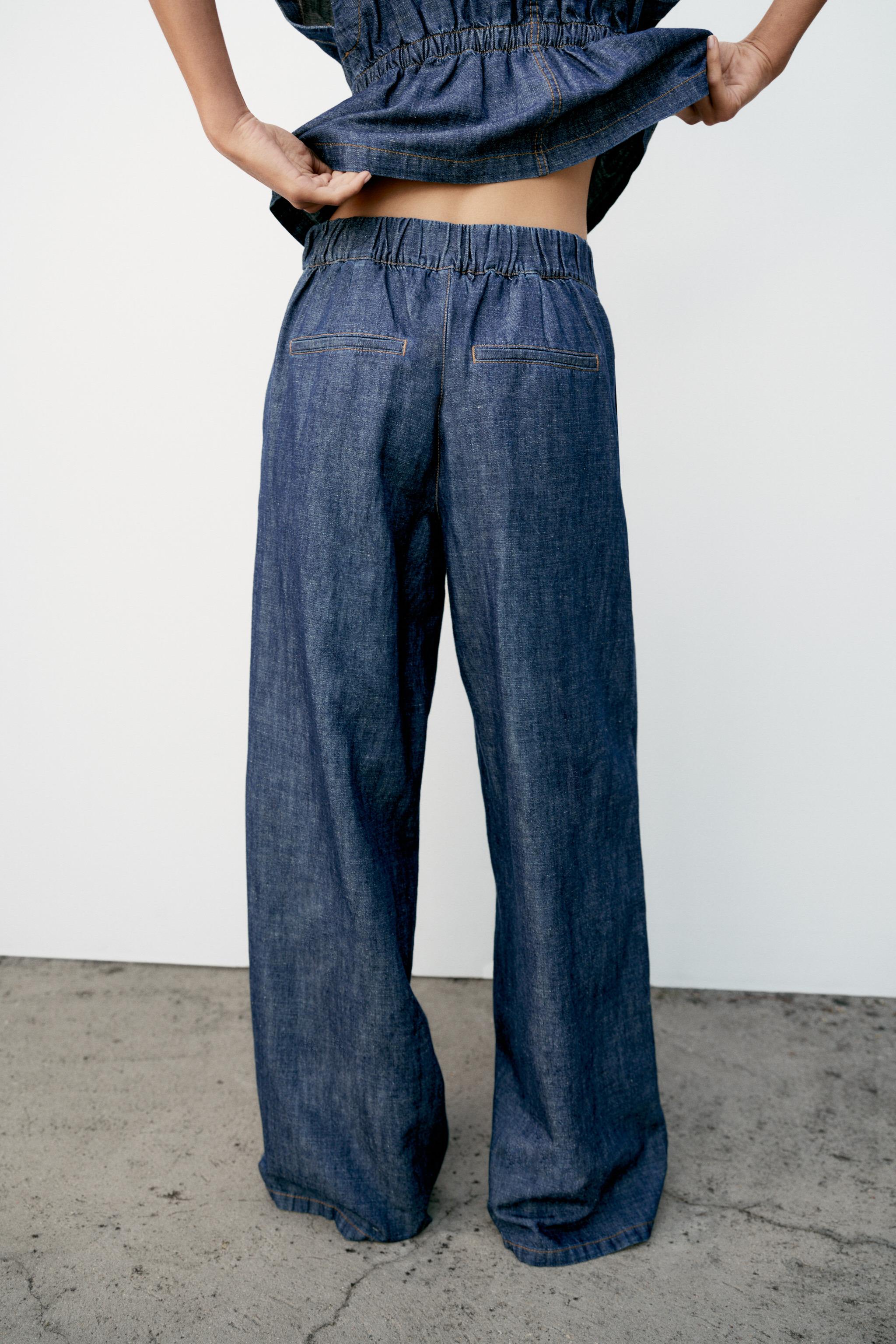 Zara KETEN KARIŞIMLI DÜZ PAÇA PANTOLON görsel 5