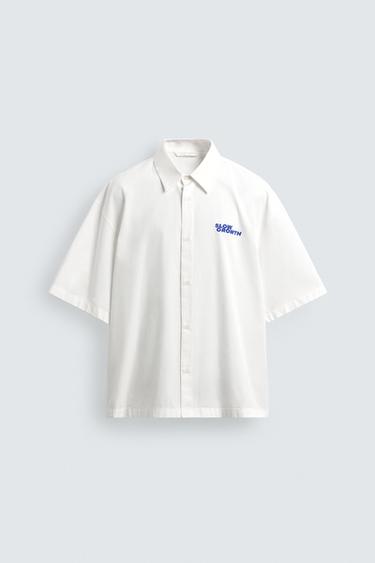 WASHED SHIRT WITH GRAPHIC PRINTS - White by Zara - Image 6