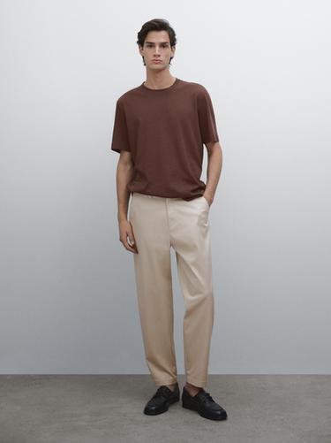 Camiseta manga corta con lino - Burdeos de Zara - Imagen 0