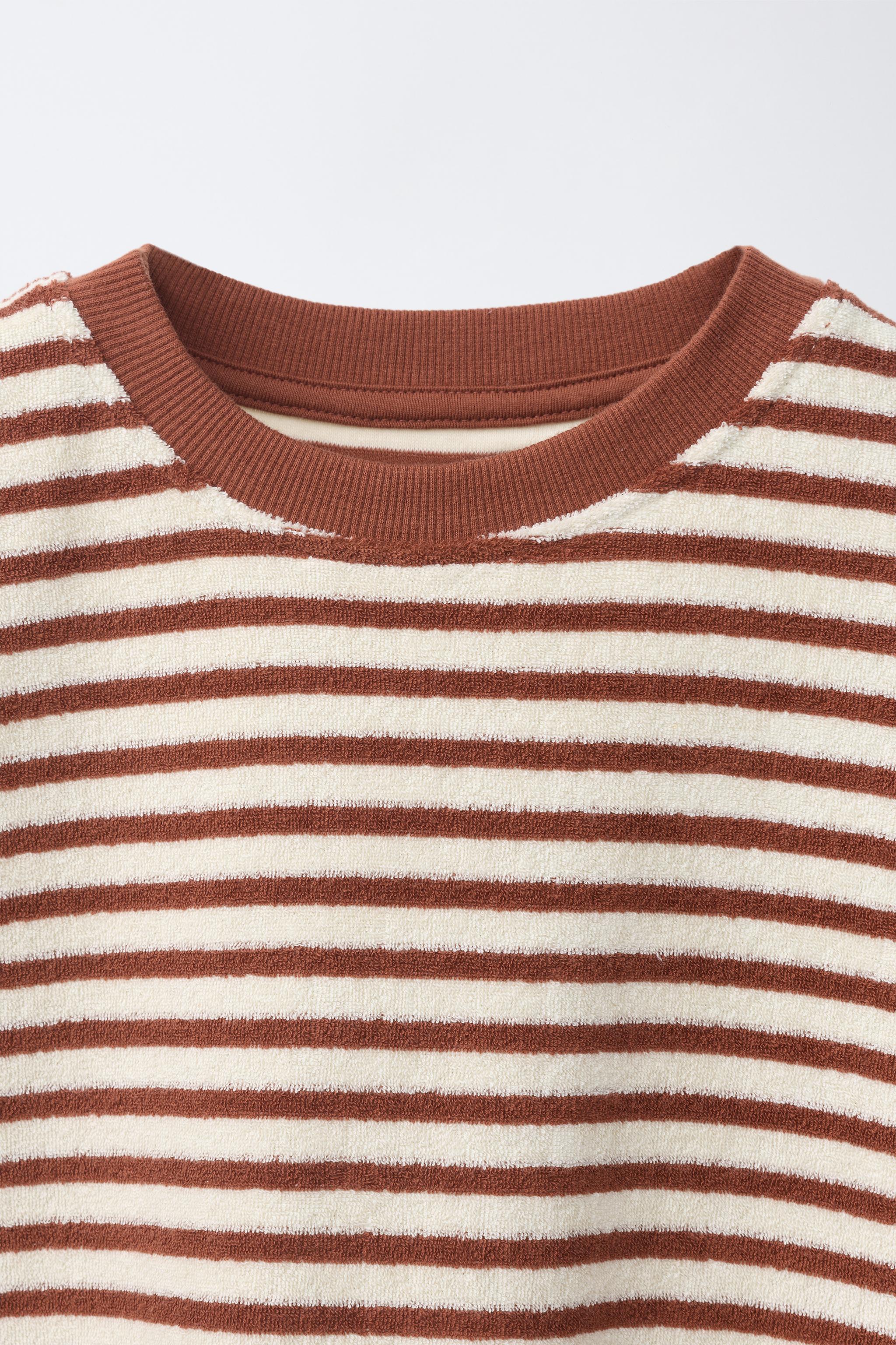 TOWEL EFFECT STRIPED T-SHIRT AND BERMUDA SET