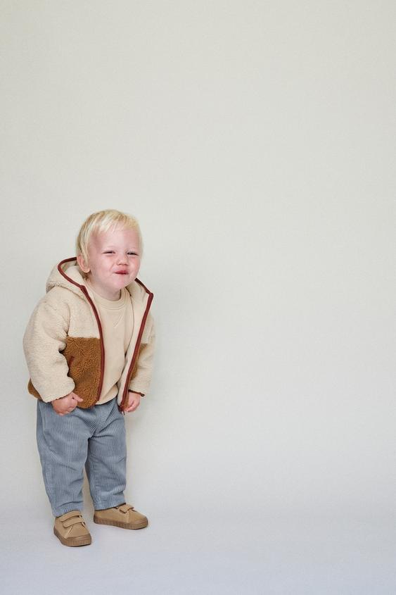 COLORBLOCK FAUX SHEARLING JACKET - Brick by Zara - Image 0