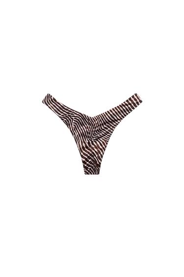 BRAGUITA BIKINI REVERSIBLE ESTAMPADO - Marrón de Zara